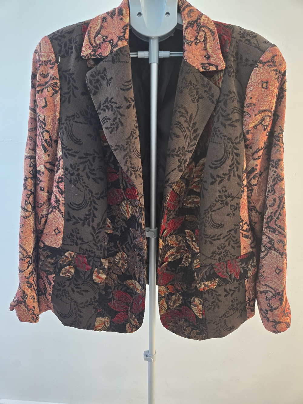 Coldwater Creek Patchwork Floral Jacquard Blazer - Brown & Multi